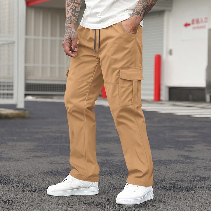 Men's nano technical cargo leisure pants with drawstring waistband, straight leg, and patch flap pockets Mune Fashion