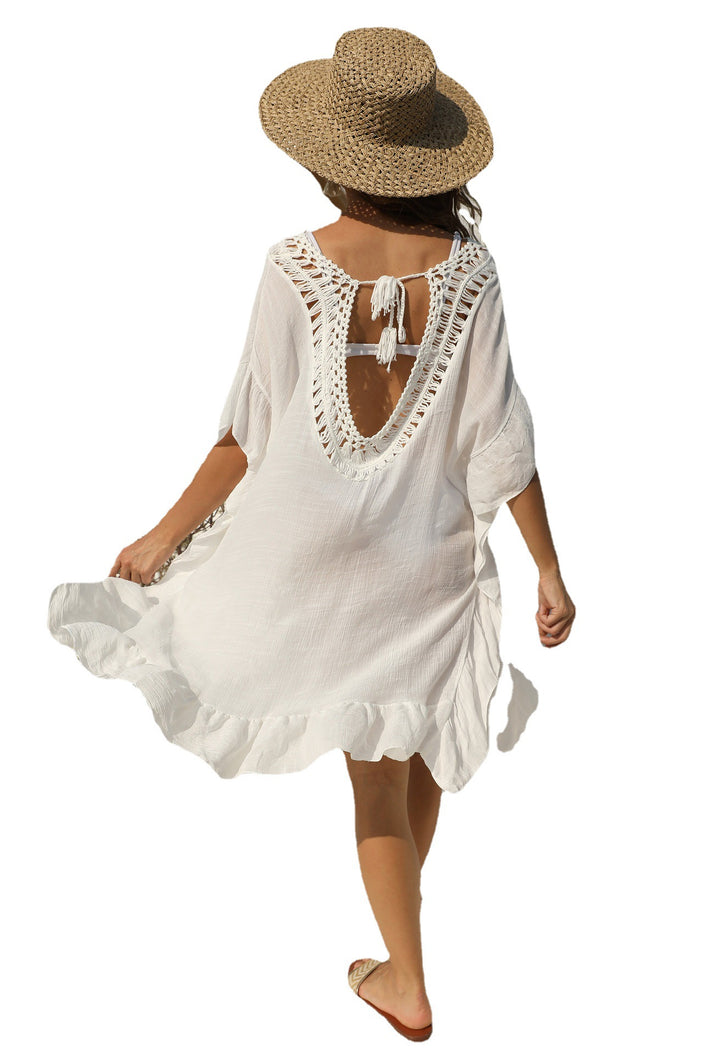 Ladies airy beach cover-up with crocheted decor Mune Fashion