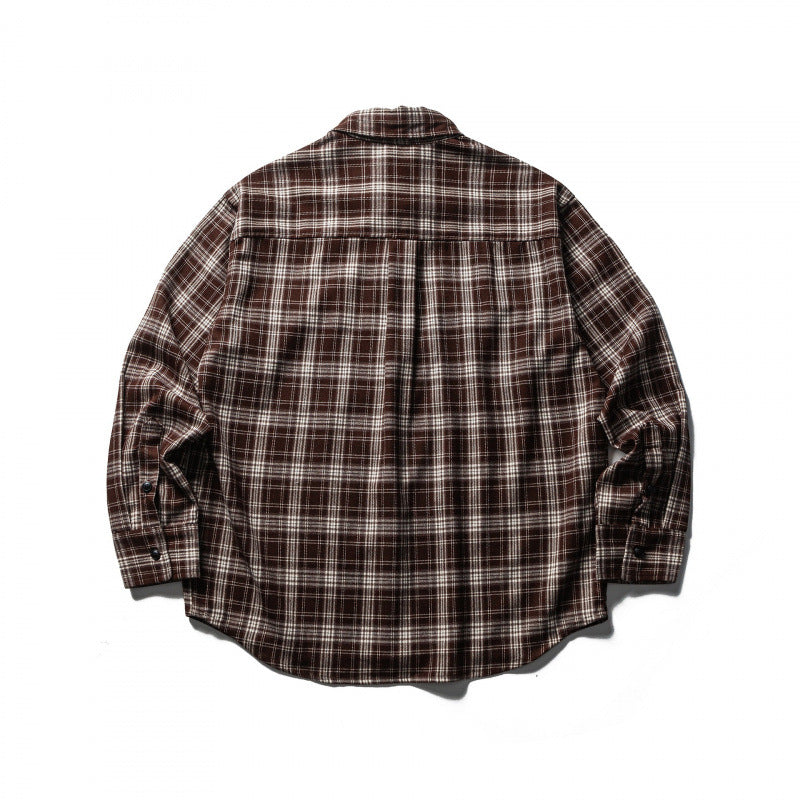 Men's Boxy Flannel Overshirt with Check Pattern, Full Button Placket and Curved Hem Mune Fashion