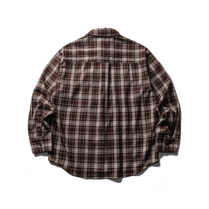 Men's Boxy Flannel Overshirt with Check Pattern, Full Button Placket and Curved Hem Mune Fashion