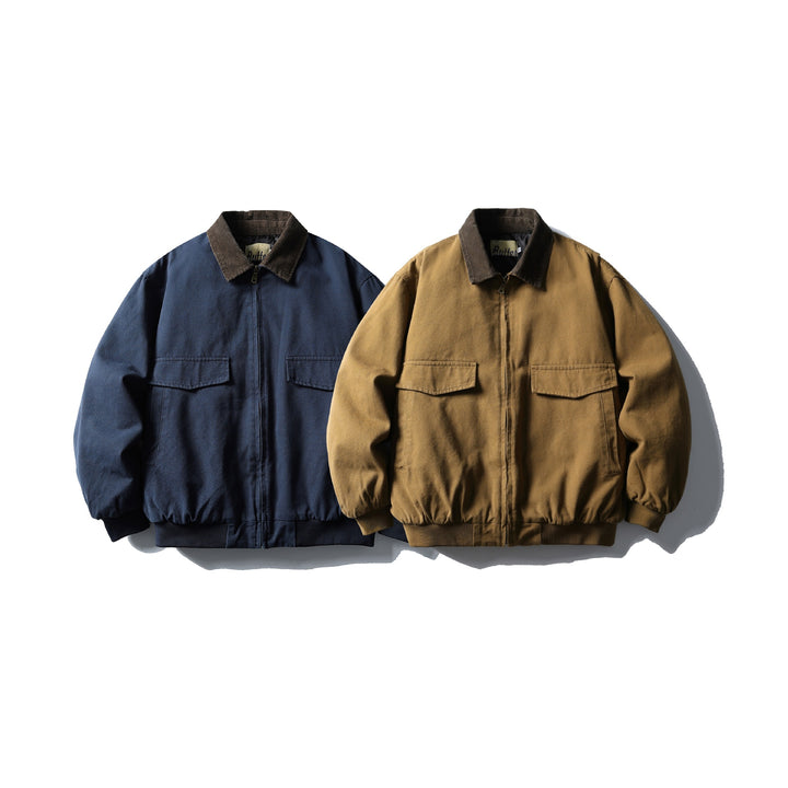 Men's Robust Canvas Jacket with Cord Collar and Utility Pockets Mune Fashion