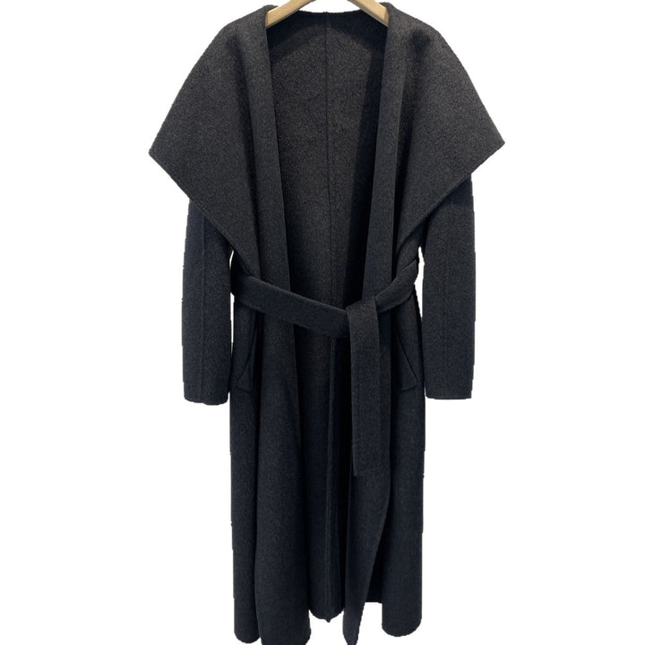 Women's Elegant Draped Long Coat Mune Fashion