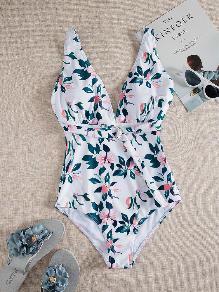Women's One-Piece Swimsuit with Floral Wrap Design Mune Fashion