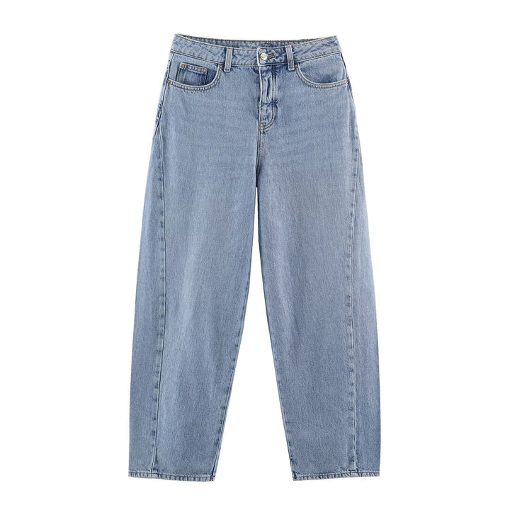Women's high-waisted wide jeans with straight leg and cropped length Mune Fashion