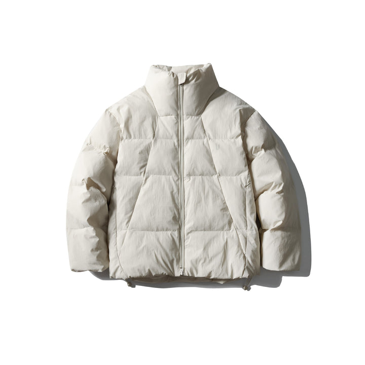 Unisex short-cut square quilted puffer jacket with high funnel collar and adjustable hem Mune Fashion