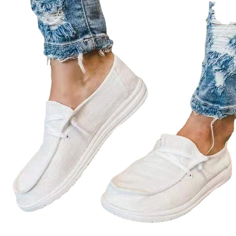 Women's sailcloth moccasin sneakers with elastic lacing, padded comfort insole and profiled rubber sole Mune Fashion