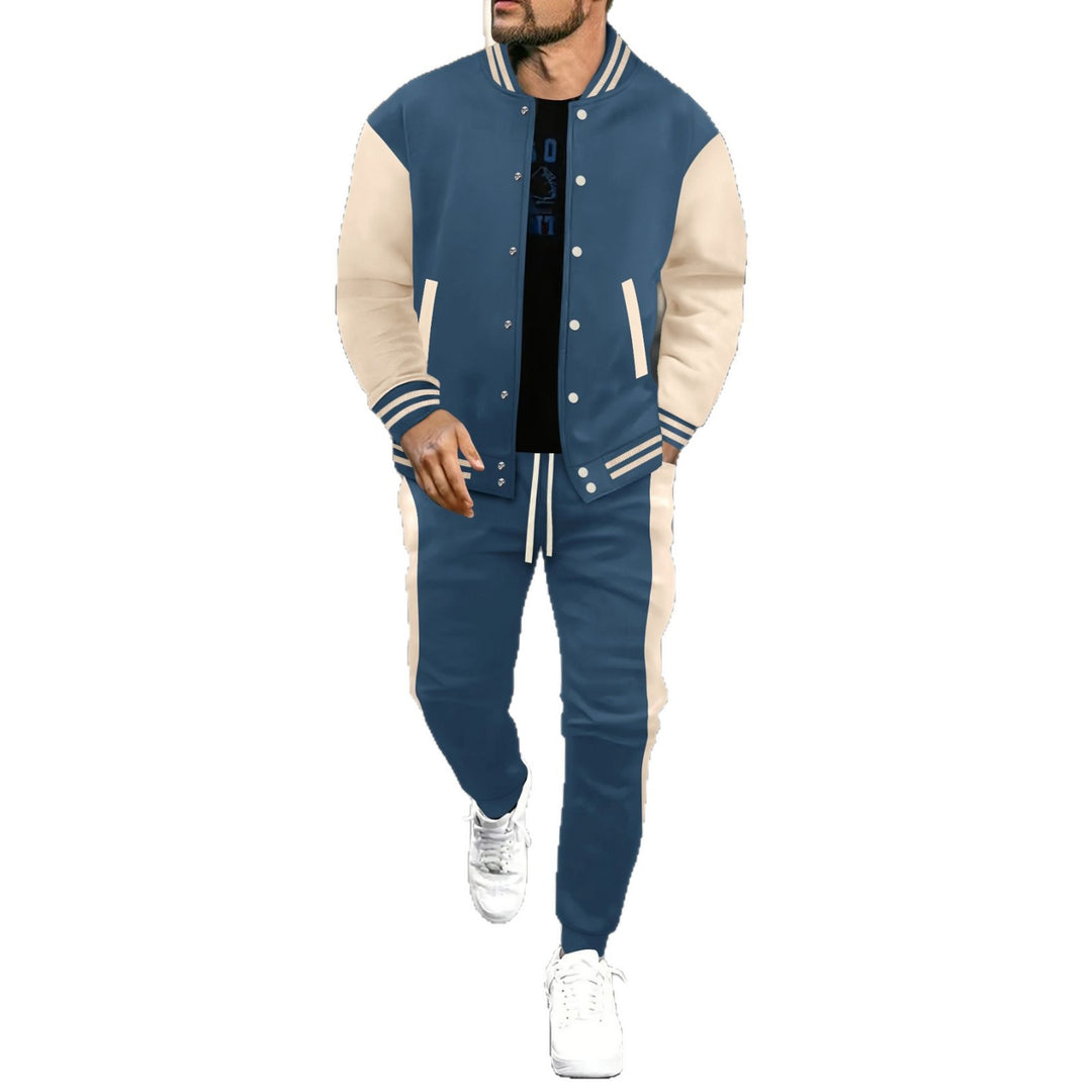 Men's College Training Suit made of cotton blend with quilted college jacket and tapered jogging pants Mune Fashion