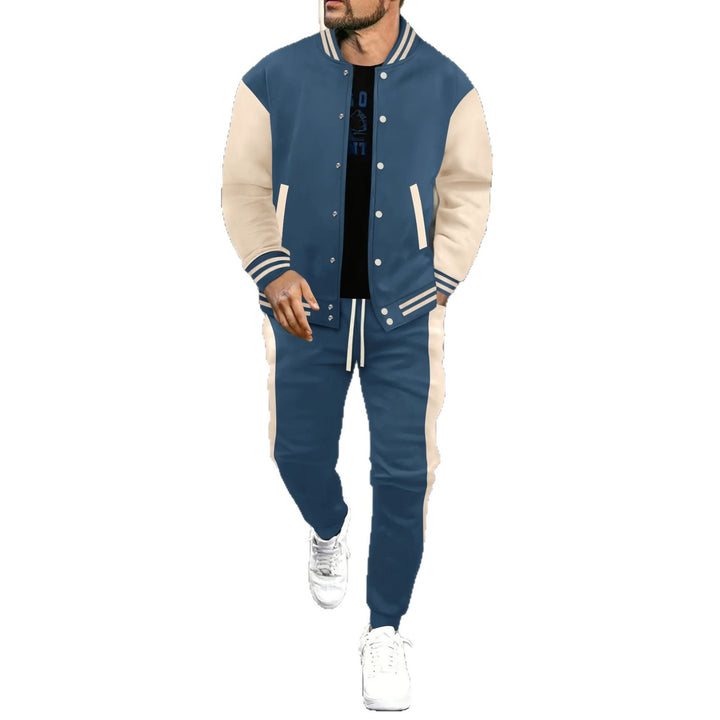 Men's College Training Suit made of cotton blend with quilted college jacket and tapered jogging pants Mune Fashion