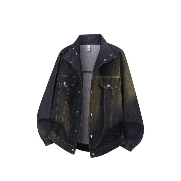 Unisex Oversized Denim Jacket with Vintage Fade and Patch Chest Pockets Mune Fashion