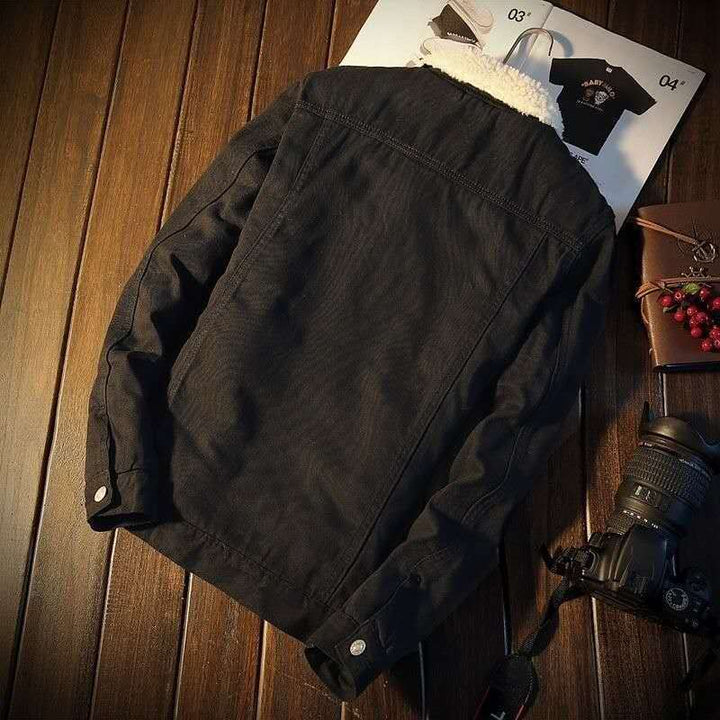 Men's Casual Denim Jacket with Fleece Lining Mune Fashion