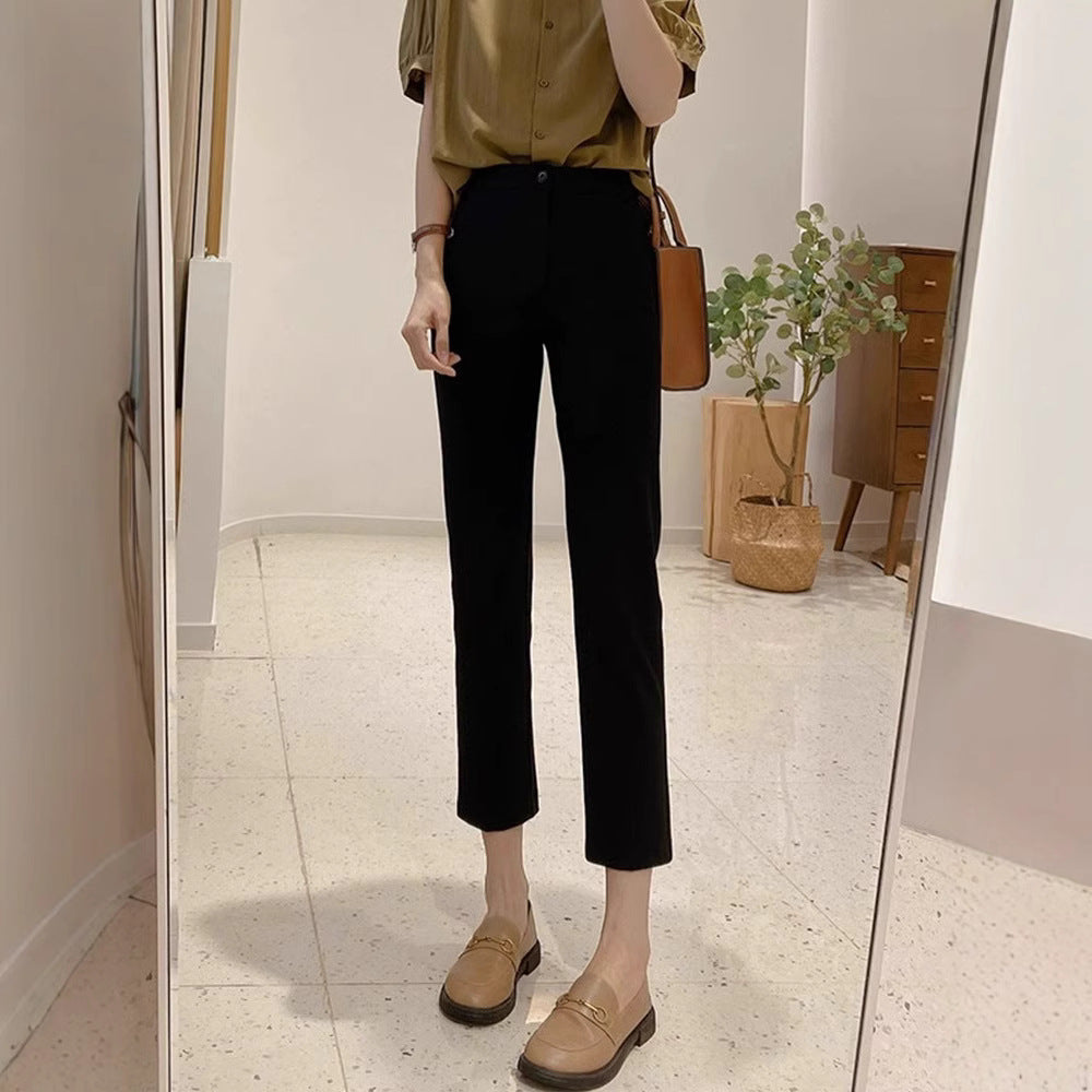 Women Figure-Hugging Fabric Trousers Mune Fashion