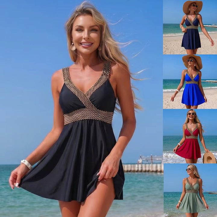 Women's swim dress with decorative waistband Mune Fashion
