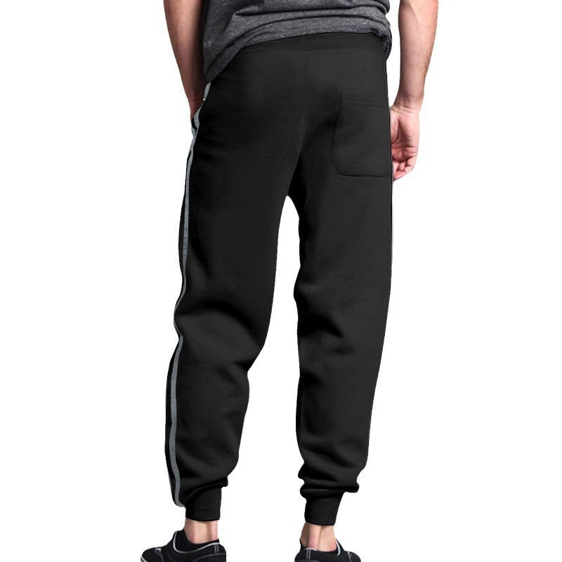 Men's Relaxed-Fit Jogging Pants with Side Contrast Stripe, Elastic Waistband & Drawstring Mune Fashion