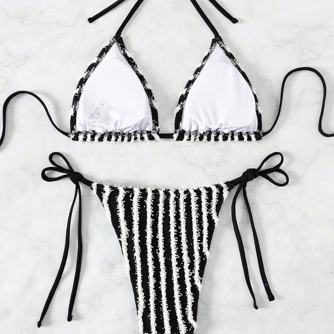 Women's Triangle Bikini with striking striped pattern Mune Fashion