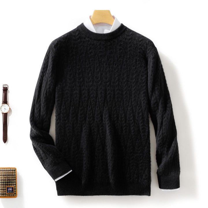Men's premium cable knit sweater with round neck and merino blend Mune Fashion