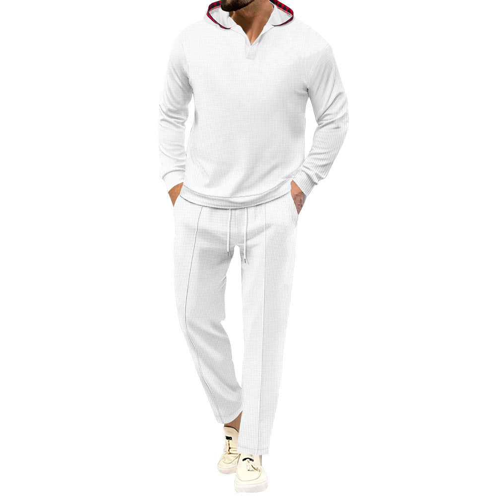 Men's Leisure Suit with Casual Hood and Breathable Structure Mune