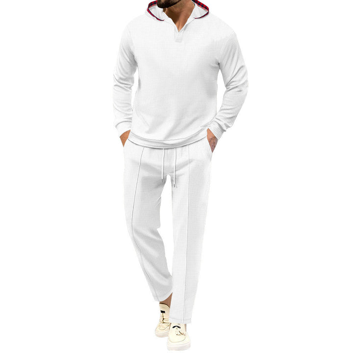 Men's Leisure Suit with Casual Hood and Breathable Structure Mune