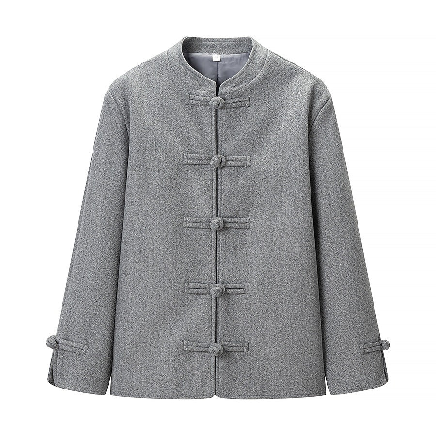 Ladies traditional short jacket with mandarin collar and knot closures Mune Fashion