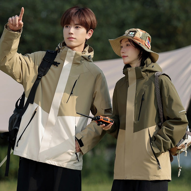 Men's Two-Tone Wind and Water-Repellent Softshell Jacket with Hood Mune Fashion