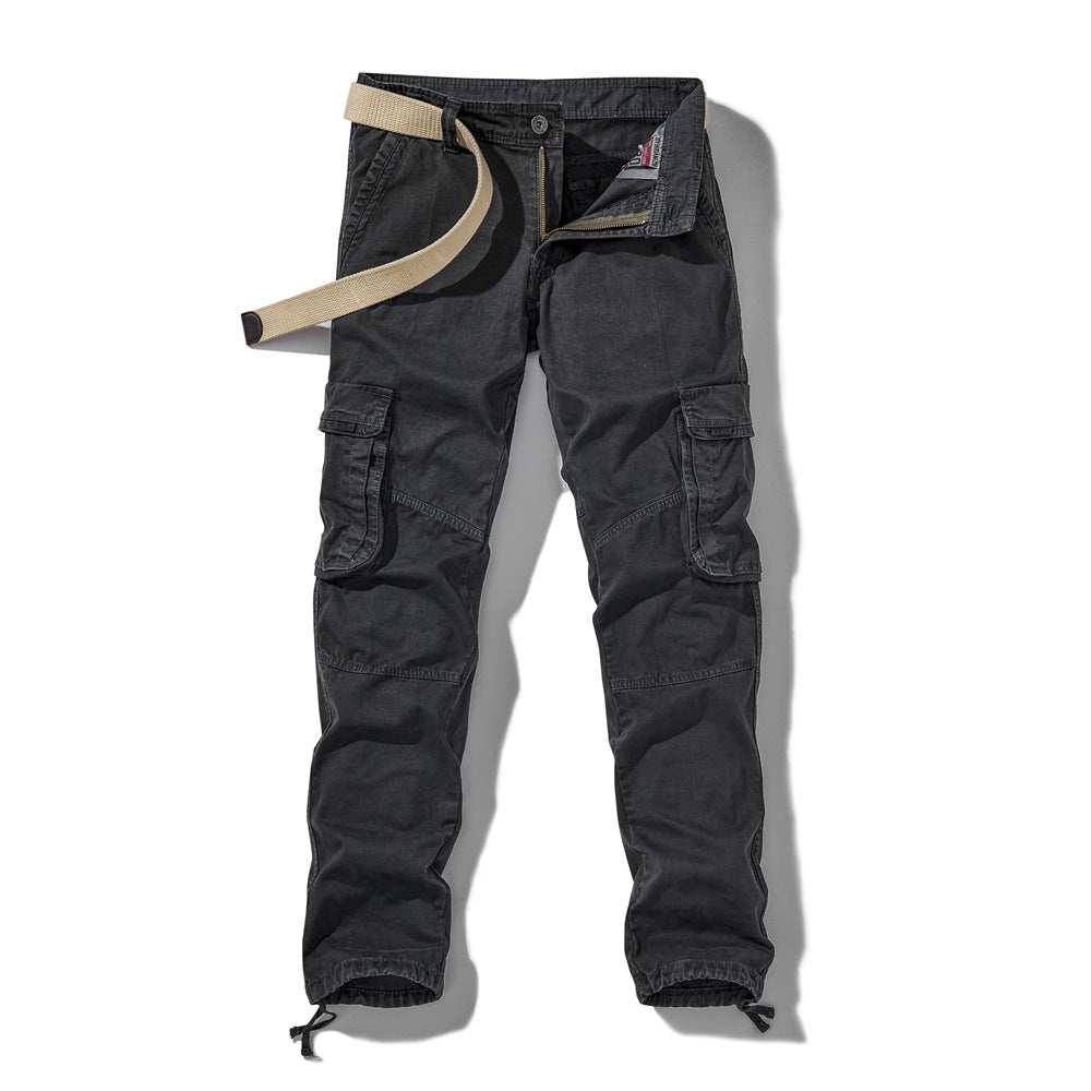 Men's Slim-Fit Cargo Pants with Reinforced Knees, Tunnel Drawstring Hems and Multiple Pockets Mune Fashion