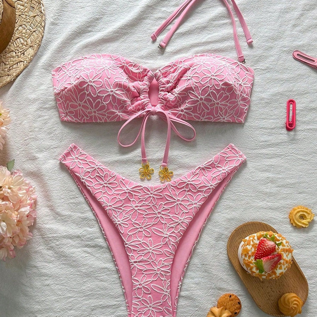 Women's bandeau bikini with floral appliqués Mune Fashion