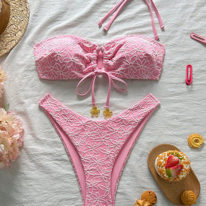 Women's bandeau bikini with floral appliqués Mune Fashion