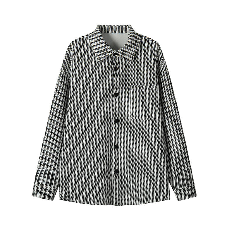 Men's Textured Overshirt-Jacket made of Knit with Kent Collar Mune Fashion