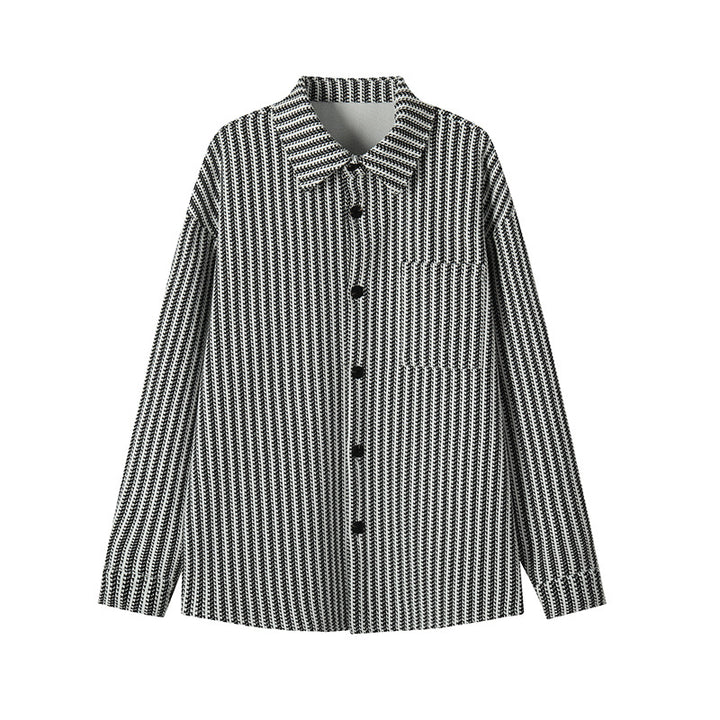 Men's Textured Overshirt-Jacket made of Knit with Kent Collar Mune Fashion