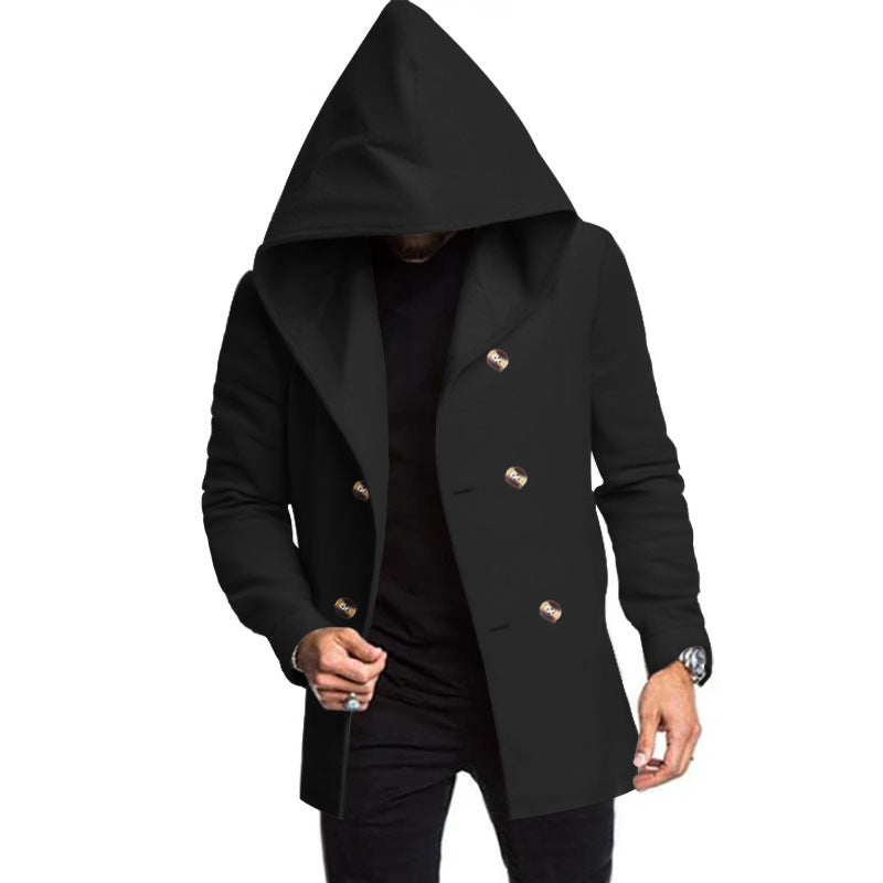 Men's hooded cloak with oversized hood and double-button placket Mune Fashion