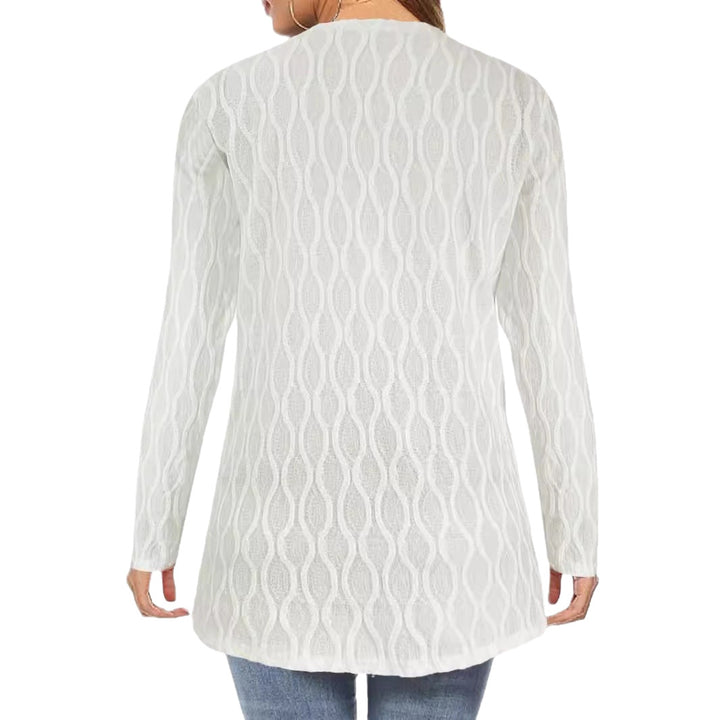 Women's open cardigan with structured wave pattern and patch pockets Mune Fashion
