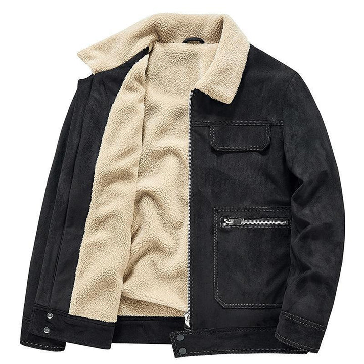 Men's velour imitation jacket in flight style with teddy lining and zip pockets Mune Fashion