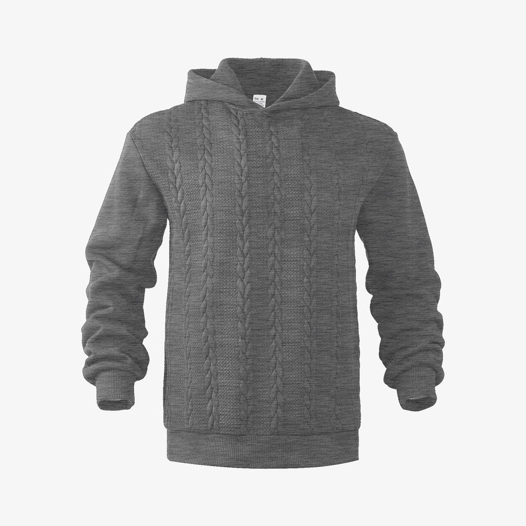 Men's knitted look hoodie with cable pattern and ribbed hem Mune Fashion