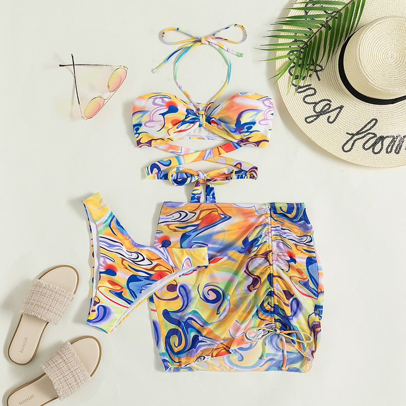 Women's bandeau bikini with stylish wrap skirt and fashionable ties Mune Fashion