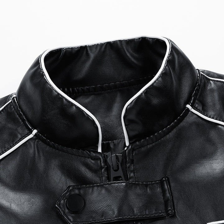 Men's Faux Leather Jacket in Motorsport Design Mune Fashion