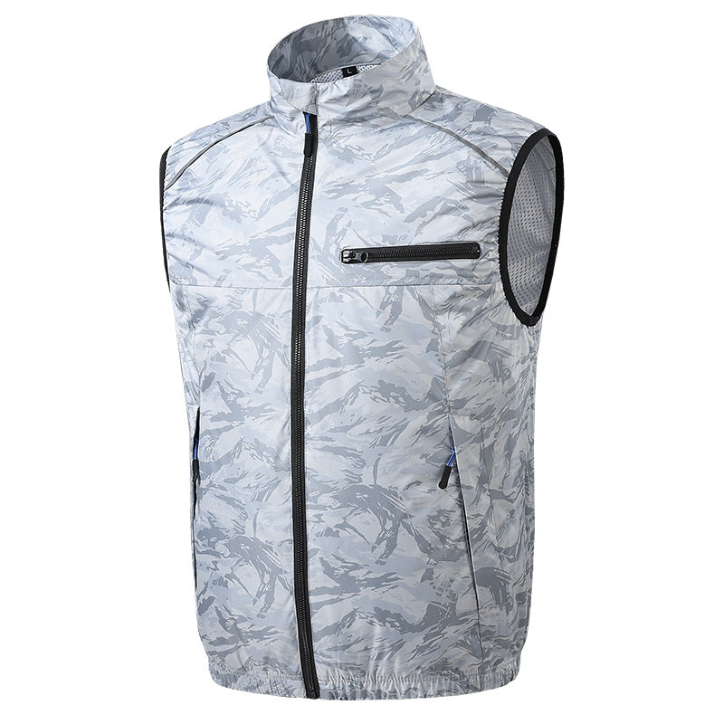 Men's lightweight breathable wind vest with standing collar and zippered pockets Mune Fashion
