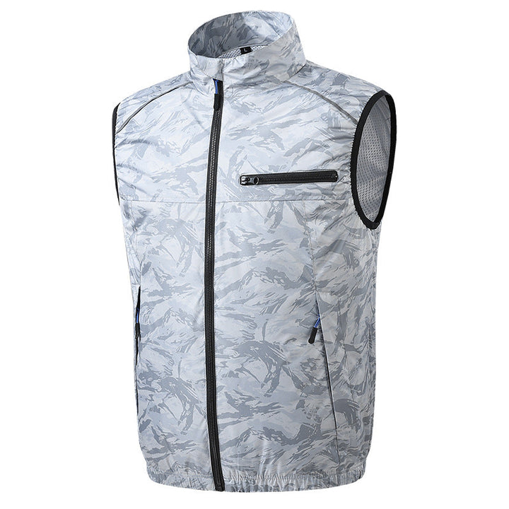 Men's lightweight breathable wind vest with standing collar and zippered pockets Mune Fashion