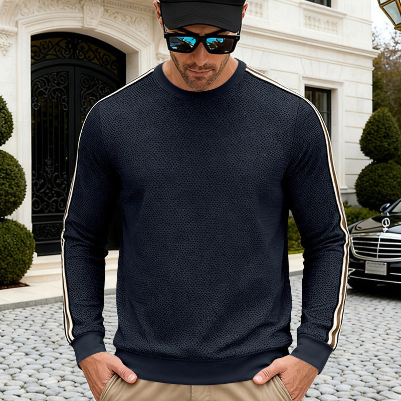 Men's structured sweatshirt with fine waffle texture, contrasting side stripes on the sleeves and a fitted cut Mune Fashion