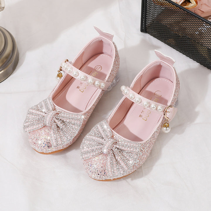 Ladies Glittering Ballet Flats with Pearl Closure Mune Fashion