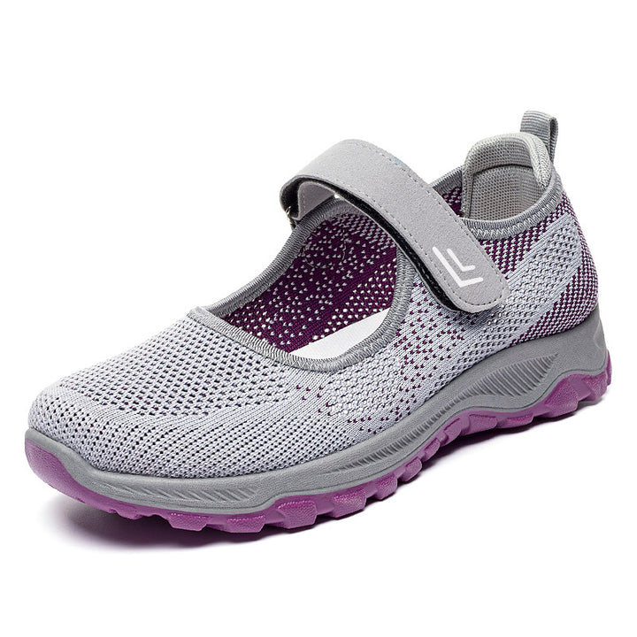 Women's knitted Mary Jane sneakers with Velcro fastener, breathable upper material and cushioning profile sole Mune Fashion