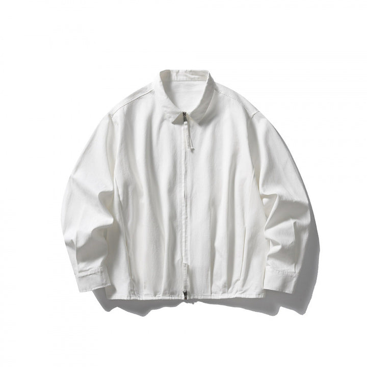 Unisex Boxy over-jacket with shirt collar, concealed zipper and soft drape Mune Fashion