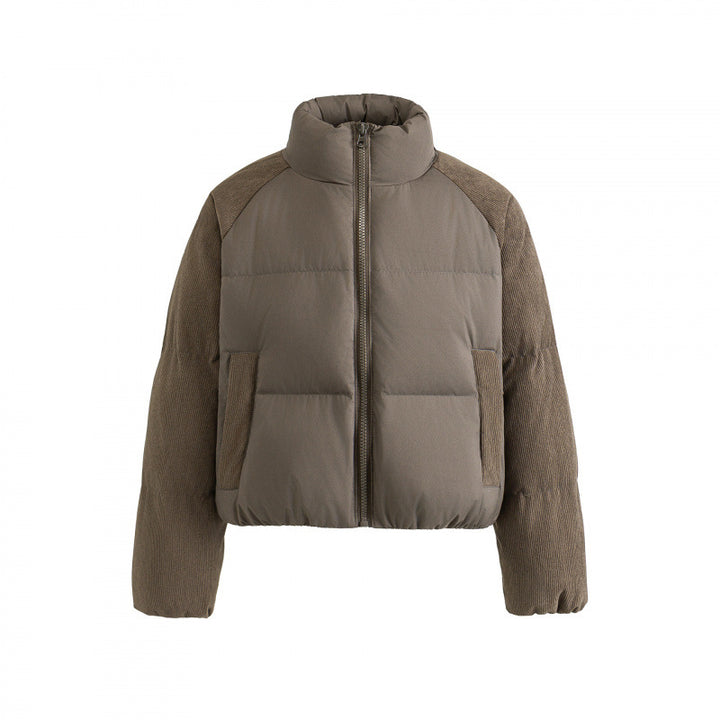 Women's short padded jacket with cord sleeves and high stand-up collar Mune Fashion