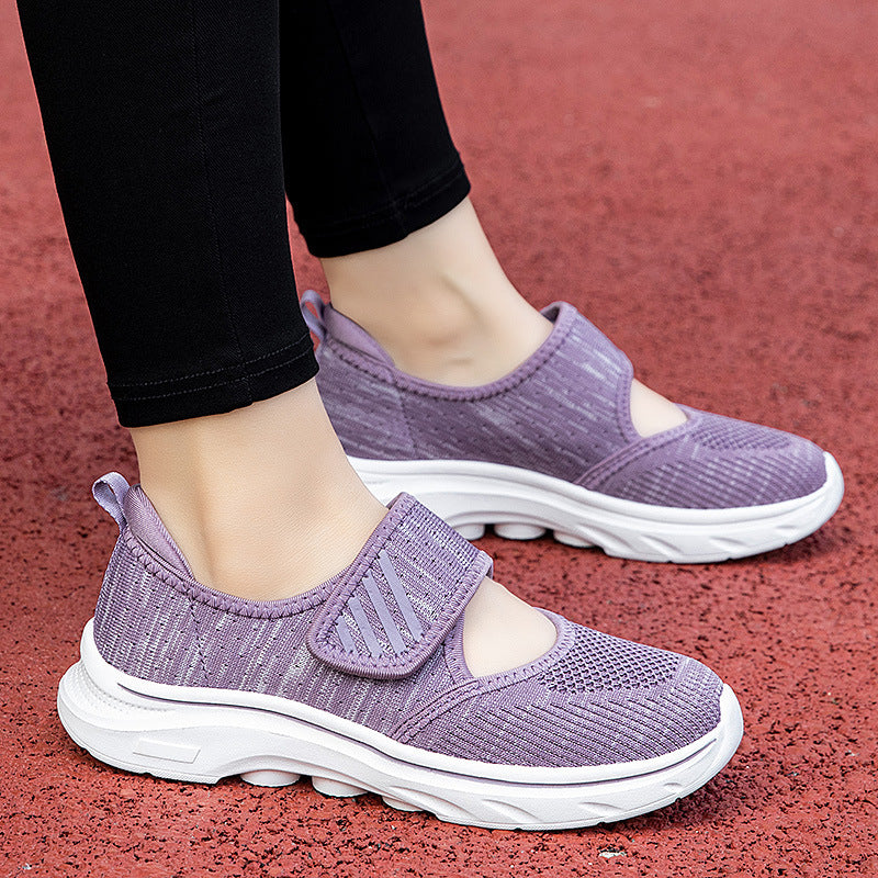 Women's knitted strap sneakers with Velcro, padded insole, and shock-absorbing EVA sole Mune Fashion