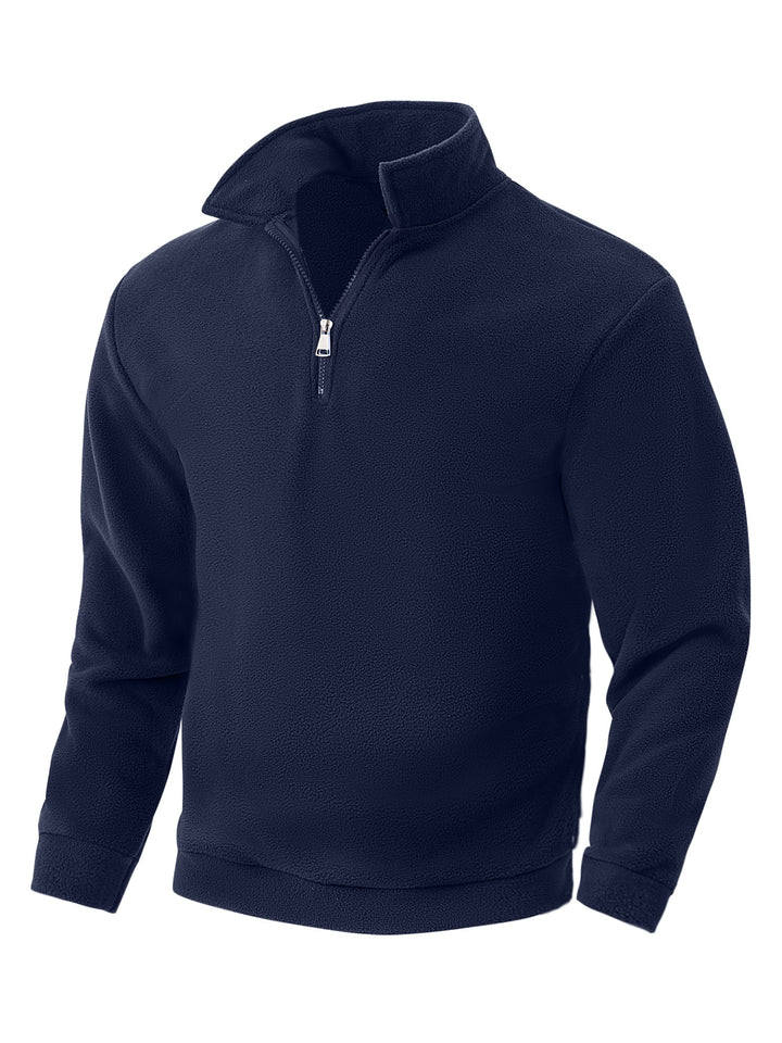 Men's Nano Fleece Half-Zip Pullover with Stand-Up Collar, Soft Teddy Fleece and Elastic Cuffs Mune Fashion