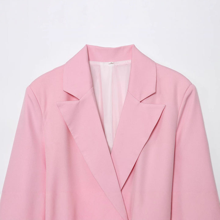 Women's Tailored Blazer with Decorative Rose Belt and Revers Collar Mune Fashion