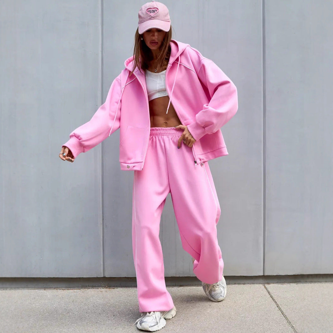 Women's Sporty Oversized Hoodie Jacket Set Mune Fashion