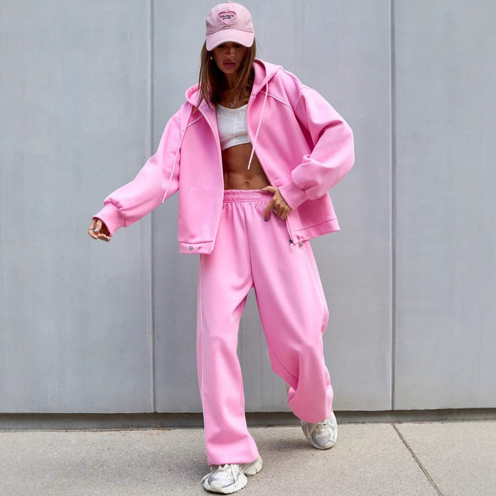 Women's Sporty Oversized Hoodie Jacket Set Mune Fashion