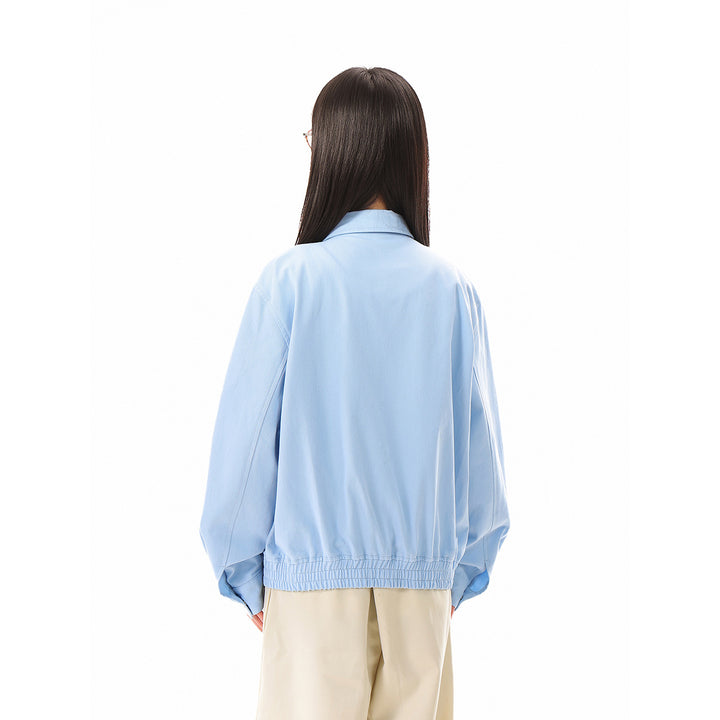 Unisex Light Boxy Blouson Jacket with Shirt Collar and Concealed Zipper Mune Fashion
