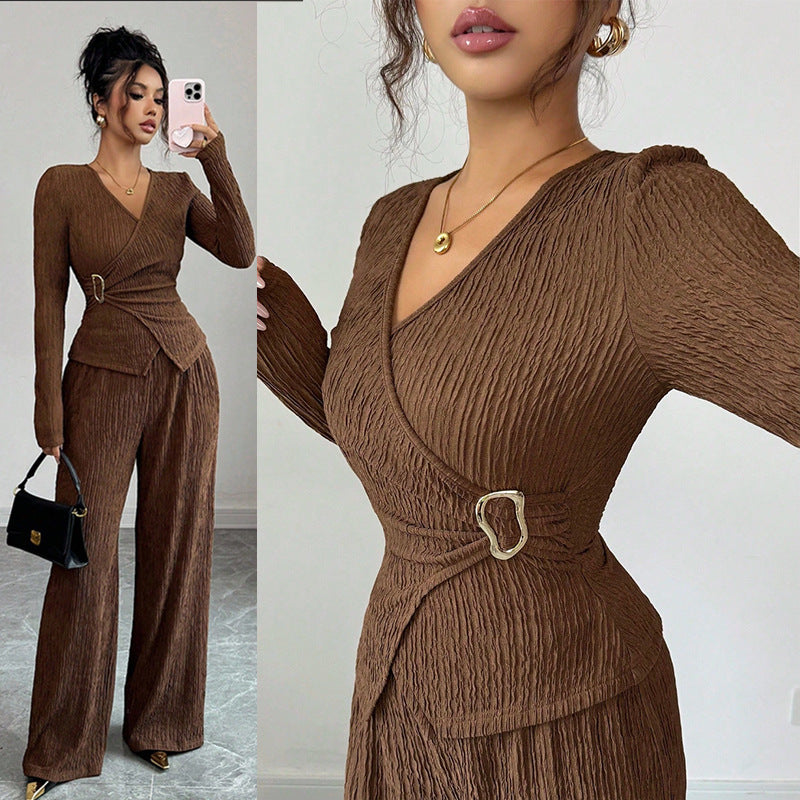 Women's Fashionable Jumpsuit with Wrap Look Mune Fashion
