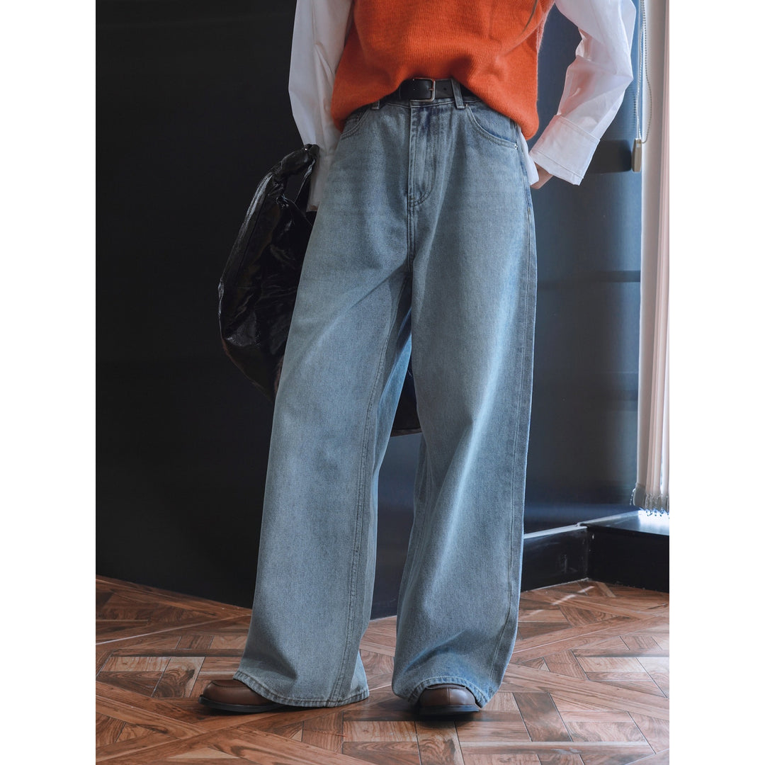Women Extra Wide High-Waist Denim Palazzo Pants with Extended Hem Mune Fashion