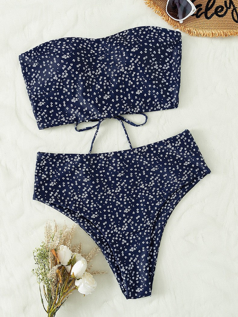 Ladies bandeau bikini set with high cut and elegant wrap detail Mune Fashion
